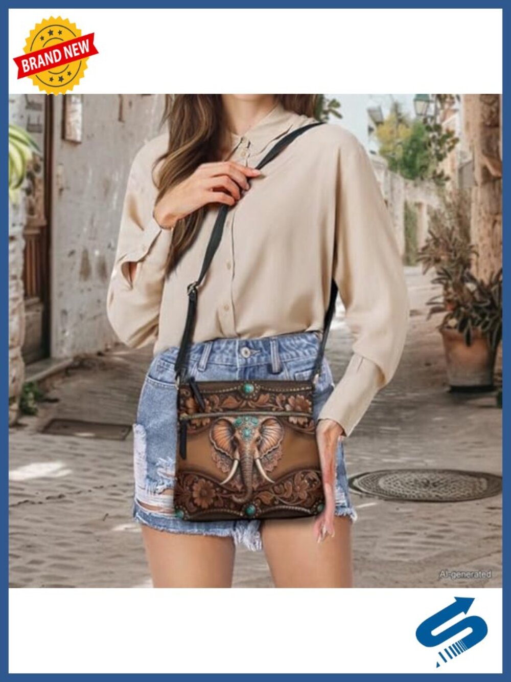 Faux Leather Crossbody Hobo Bag Satchel Purse with Adjustable Strap and Pockets - Picture 4 of 6